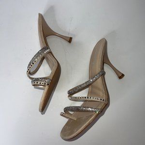 Vivianly Crystal Strappy Mules Heels Size 9